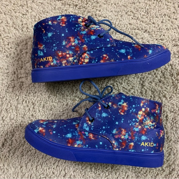 NEW! Girls AKID Brand Knight BLUE GALAXY High Top SNEAKERS Athletic SHOES  3 - Picture 2 of 7
